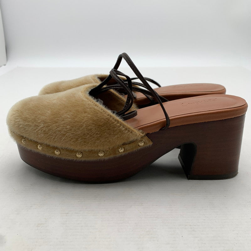 【中古品】【レディース】 UNGRID アングリッド ウエッジサンダル BROWN SIZE:L サボ レースリボン 靴 サンダル 166-260811-io-65-fuzh カラー：ブラウン 万代Net店
