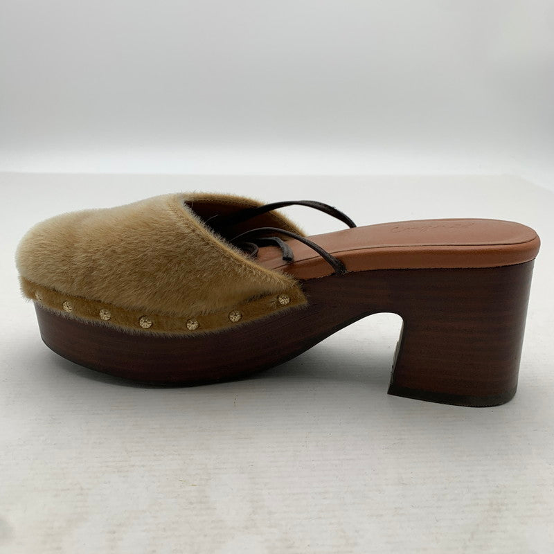 【中古品】【レディース】 UNGRID アングリッド ウエッジサンダル BROWN SIZE:L サボ レースリボン 靴 サンダル 166-260811-io-65-fuzh カラー：ブラウン 万代Net店