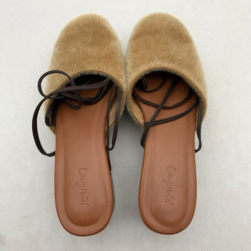 【中古品】【レディース】 UNGRID アングリッド ウエッジサンダル BROWN SIZE:L サボ レースリボン 靴 サンダル 166-260811-io-65-fuzh カラー：ブラウン 万代Net店