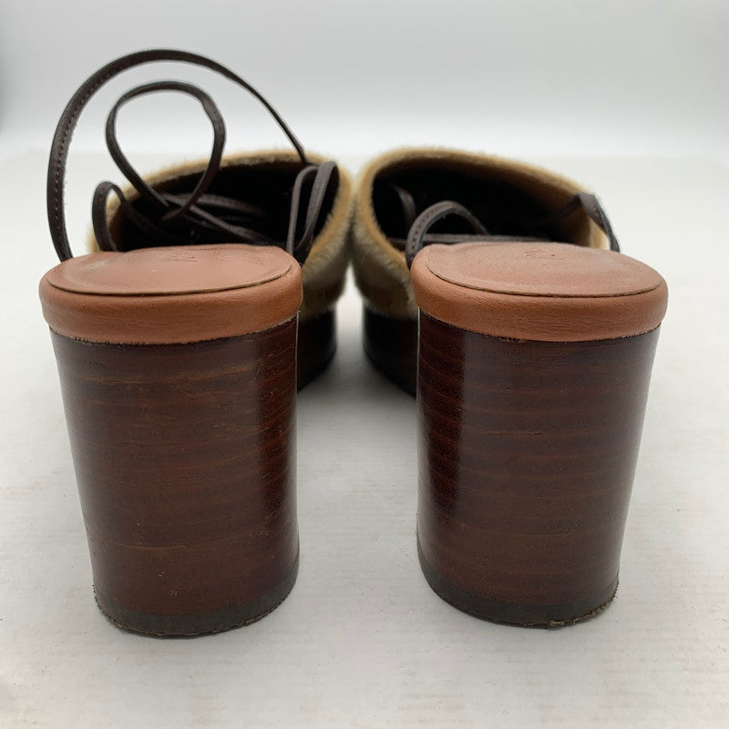 【中古品】【レディース】 UNGRID アングリッド ウエッジサンダル BROWN SIZE:L サボ レースリボン 靴 サンダル 166-260811-io-65-fuzh カラー：ブラウン 万代Net店