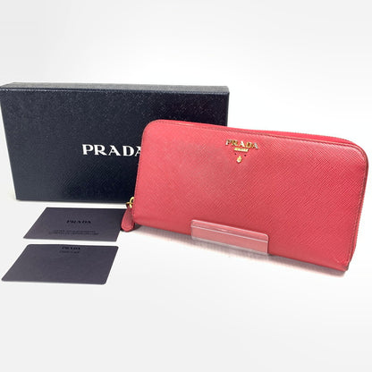 【中古品】 PRADA プラダ 1ML506 SAFFIANO METAL ラウンドファスナー長財布 PINK 箱・カード付属 ※カードに折れあり・パーツ欠品・角スレ・金具塗装剥がれ・使用感有 財布 181-260729-io-28-fuzh 万代Net店