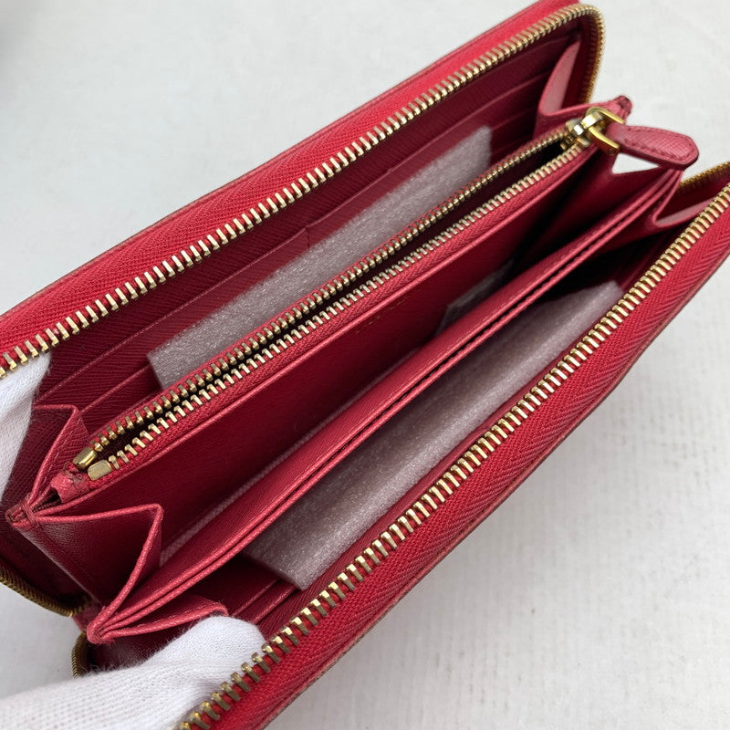 【中古品】 PRADA プラダ 1ML506 SAFFIANO METAL ラウンドファスナー長財布 PINK 箱・カード付属 ※カードに折れあり・パーツ欠品・角スレ・金具塗装剥がれ・使用感有 財布 181-260729-io-28-fuzh 万代Net店