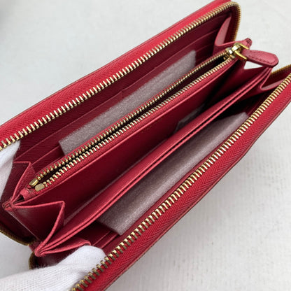 【中古品】 PRADA プラダ 1ML506 SAFFIANO METAL ラウンドファスナー長財布 PINK 箱・カード付属 ※カードに折れあり・パーツ欠品・角スレ・金具塗装剥がれ・使用感有 財布 181-260729-io-28-fuzh 万代Net店