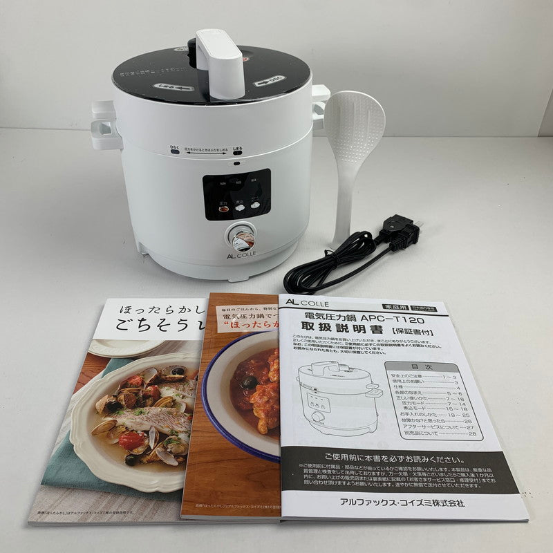 【中古美品】 未使用 アルファックス・コイズミ APC-T120 家庭用 電気圧力鍋 らくなべ ホワイト 2025年製 098-260118-mh-05-fuz 万代Net店