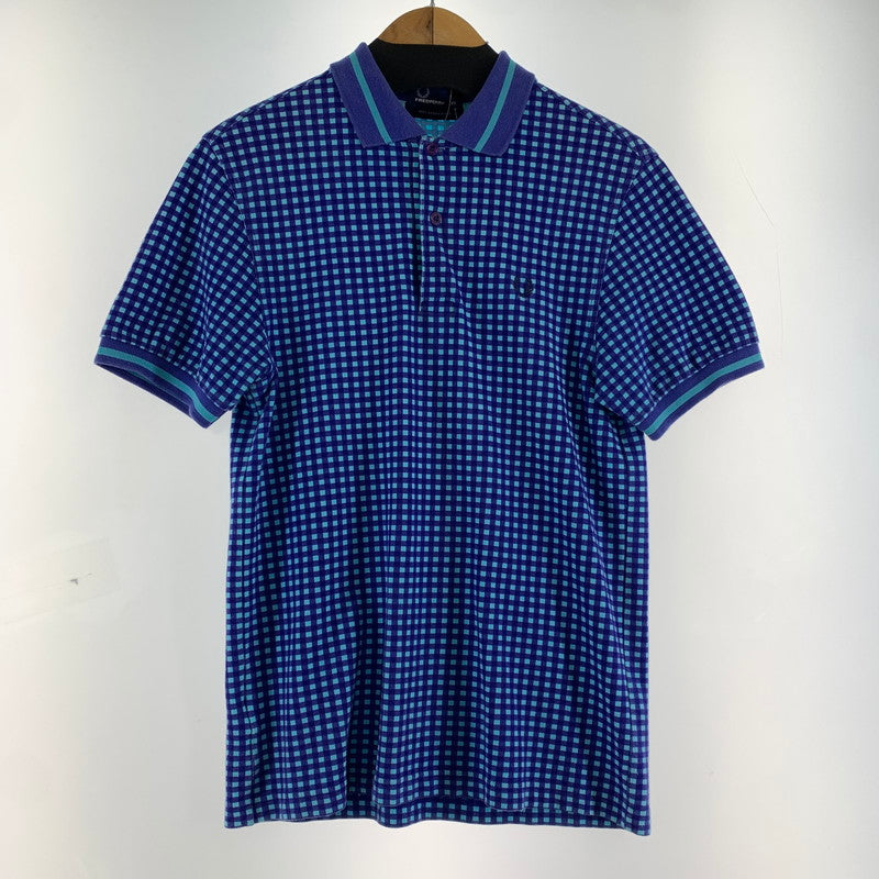 【中古品】【メンズ】 FRED PERRY フレッドペリー 半袖ポロシャツ BLUE SIZE:XS チェック柄 141-260920-io-31-fuzh カラー：ブルー 万代Net店