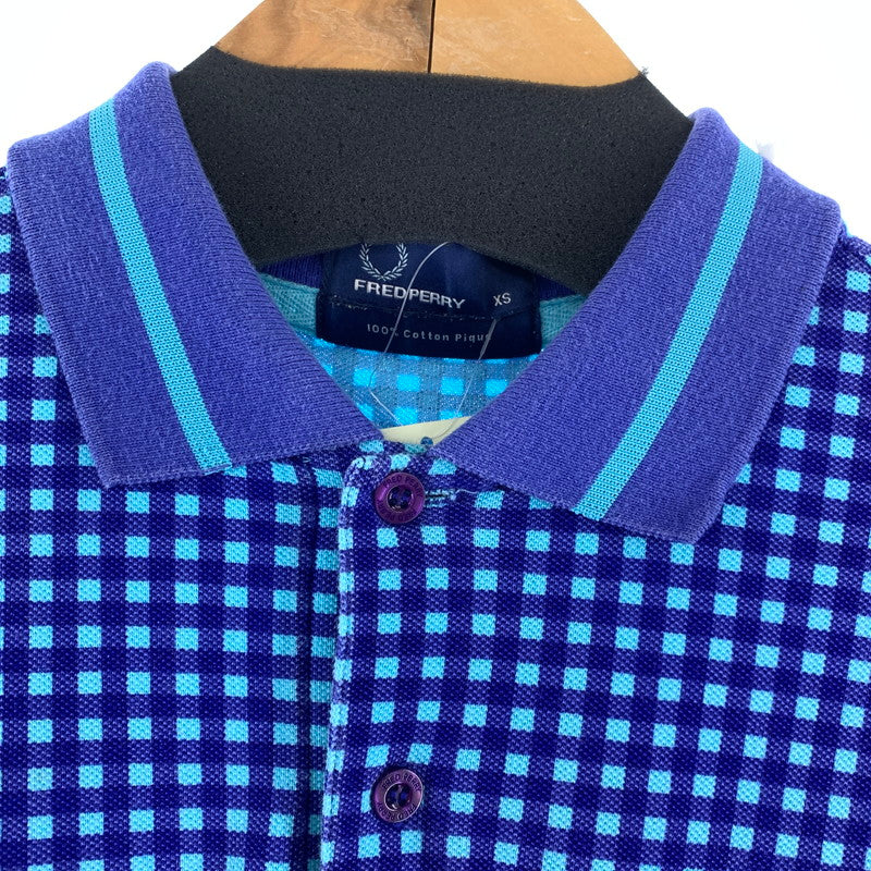 【中古品】【メンズ】 FRED PERRY フレッドペリー 半袖ポロシャツ BLUE SIZE:XS チェック柄 141-260920-io-31-fuzh カラー：ブルー 万代Net店