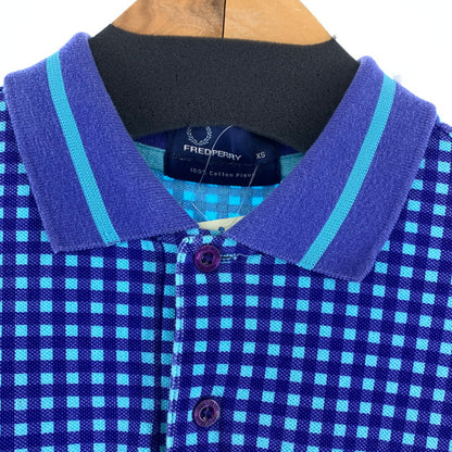【中古品】【メンズ】 FRED PERRY フレッドペリー 半袖ポロシャツ BLUE SIZE:XS チェック柄 141-260920-io-31-fuzh カラー：ブルー 万代Net店