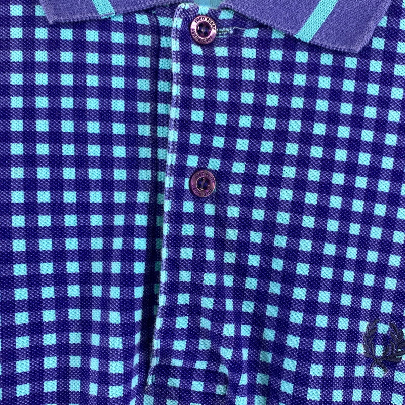 【中古品】【メンズ】 FRED PERRY フレッドペリー 半袖ポロシャツ BLUE SIZE:XS チェック柄 141-260920-io-31-fuzh カラー：ブルー 万代Net店