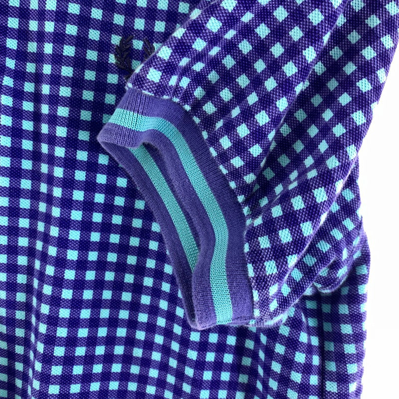 【中古品】【メンズ】 FRED PERRY フレッドペリー 半袖ポロシャツ BLUE SIZE:XS チェック柄 141-260920-io-31-fuzh カラー：ブルー 万代Net店