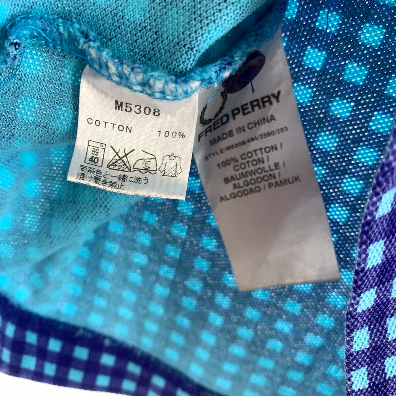 【中古品】【メンズ】 FRED PERRY フレッドペリー 半袖ポロシャツ BLUE SIZE:XS チェック柄 141-260920-io-31-fuzh カラー：ブルー 万代Net店
