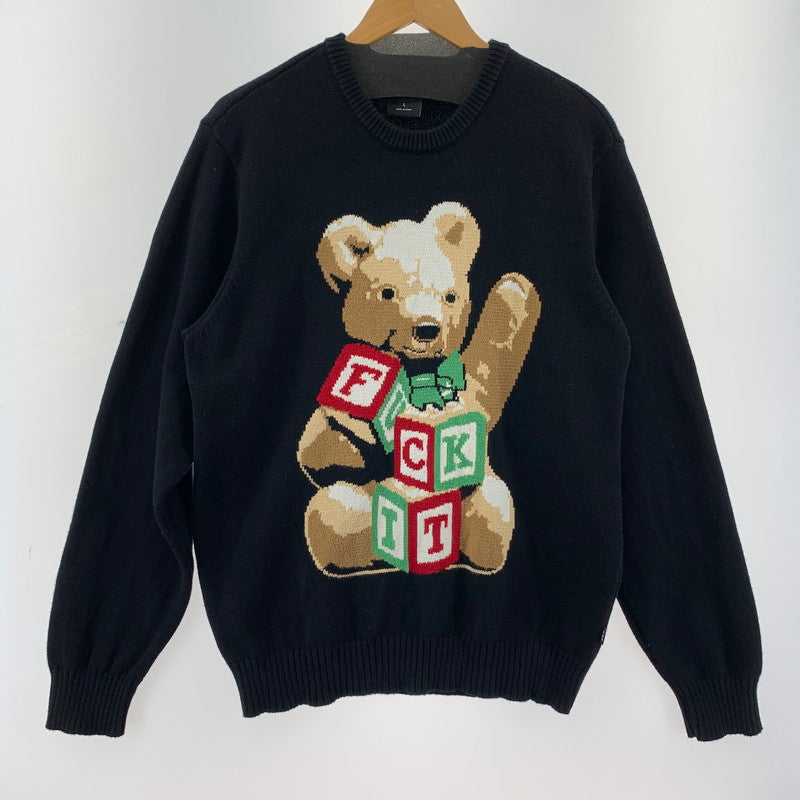 【中古品】【メンズ】 HUF ハフ GIFT BEAR INTARSIA SWEATER ニット セーター くま トップス 長袖 古着 142-260114-ny-01-fuz サイズ：L カラー：ブラック 万代Net店