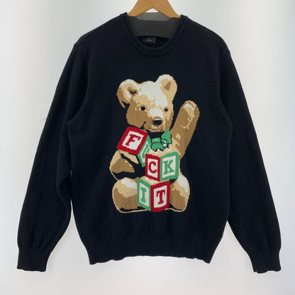 【中古品】【メンズ】 HUF ハフ GIFT BEAR INTARSIA SWEATER ニット セーター くま トップス 長袖 古着 142-260114-ny-01-fuz サイズ：L カラー：ブラック 万代Net店