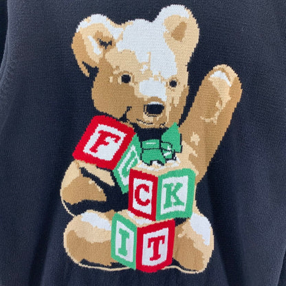 【中古品】【メンズ】 HUF ハフ GIFT BEAR INTARSIA SWEATER ニット セーター くま トップス 長袖 古着 142-260114-ny-01-fuz サイズ：L カラー：ブラック 万代Net店