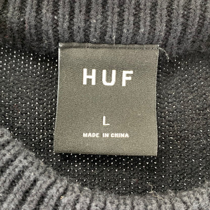 【中古品】【メンズ】 HUF ハフ GIFT BEAR INTARSIA SWEATER ニット セーター くま トップス 長袖 古着 142-260114-ny-01-fuz サイズ：L カラー：ブラック 万代Net店