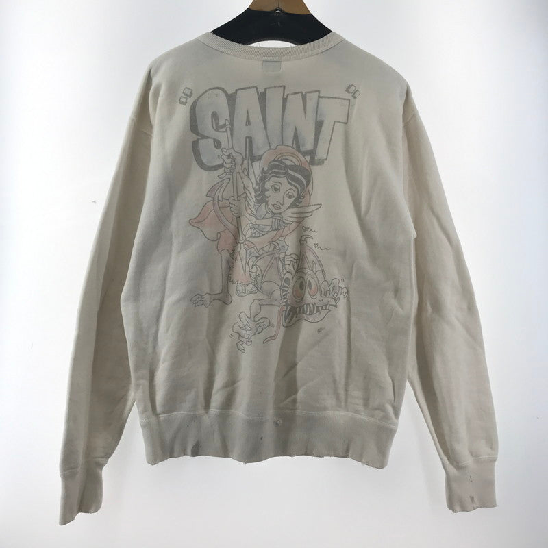 【中古品】【メンズ】 SAINT MICHAEL セントマイケル CREWNECK SWEAT SHIRT クルースェットシャツ SM-S21-0000-013 140-260122-ky-06-fuz サイズ：L カラー：ホワイト 万代Net店