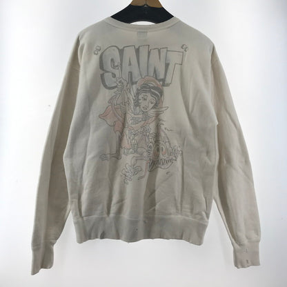 【中古品】【メンズ】 SAINT MICHAEL セントマイケル CREWNECK SWEAT SHIRT クルースェットシャツ SM-S21-0000-013 140-260122-ky-06-fuz サイズ：L カラー：ホワイト 万代Net店