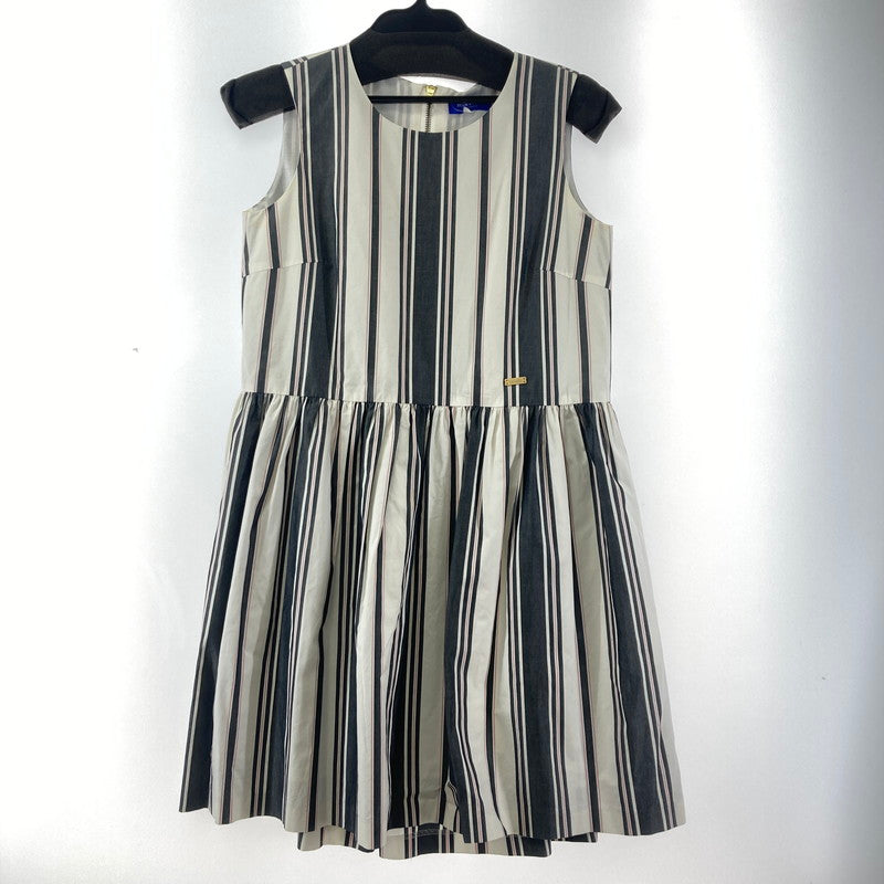 【中古品】【レディース】 BURBERRY バーバリー BLUE LABEL ブルーレーベル ストライプ柄 ノースリーブ ワンピース 168-260210-ky-14-fuzh サイズ：38 カラー：黒（グレー）/ホワイト 万代Net店
