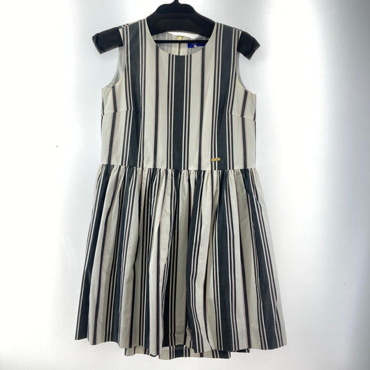 【中古品】【レディース】 BURBERRY バーバリー BLUE LABEL ブルーレーベル ストライプ柄 ノースリーブ ワンピース 168-260210-ky-14-fuzh サイズ：38 カラー：黒（グレー）/ホワイト 万代Net店