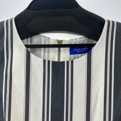 【中古品】【レディース】 BURBERRY バーバリー BLUE LABEL ブルーレーベル ストライプ柄 ノースリーブ ワンピース 168-260210-ky-14-fuzh サイズ：38 カラー：黒（グレー）/ホワイト 万代Net店