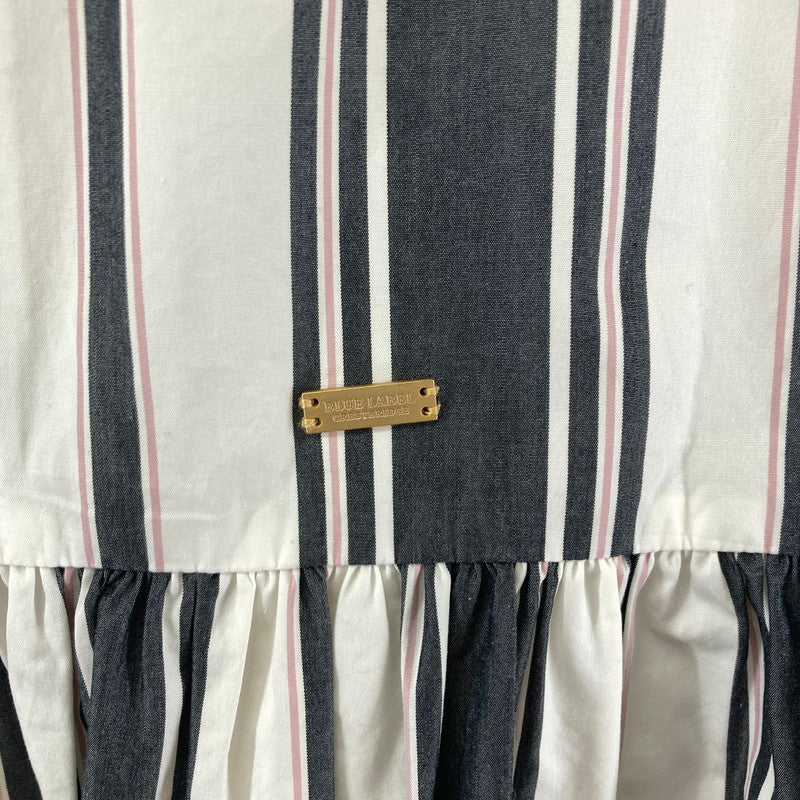 【中古品】【レディース】 BURBERRY バーバリー BLUE LABEL ブルーレーベル ストライプ柄 ノースリーブ ワンピース 168-260210-ky-14-fuzh サイズ：38 カラー：黒（グレー）/ホワイト 万代Net店