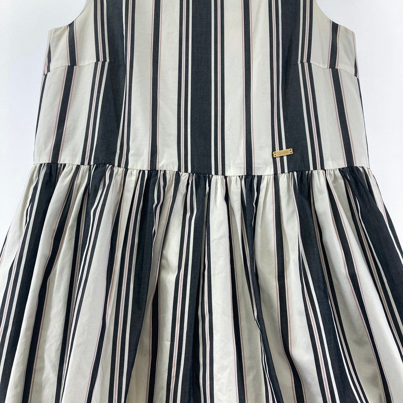 【中古品】【レディース】 BURBERRY バーバリー BLUE LABEL ブルーレーベル ストライプ柄 ノースリーブ ワンピース 168-260210-ky-14-fuzh サイズ：38 カラー：黒（グレー）/ホワイト 万代Net店