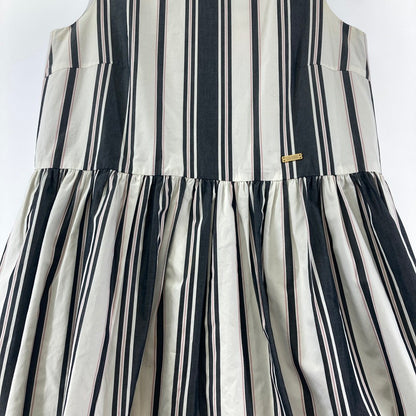 【中古品】【レディース】 BURBERRY バーバリー BLUE LABEL ブルーレーベル ストライプ柄 ノースリーブ ワンピース 168-260210-ky-14-fuzh サイズ：38 カラー：黒（グレー）/ホワイト 万代Net店