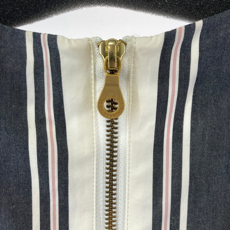 【中古品】【レディース】 BURBERRY バーバリー BLUE LABEL ブルーレーベル ストライプ柄 ノースリーブ ワンピース 168-260210-ky-14-fuzh サイズ：38 カラー：黒（グレー）/ホワイト 万代Net店