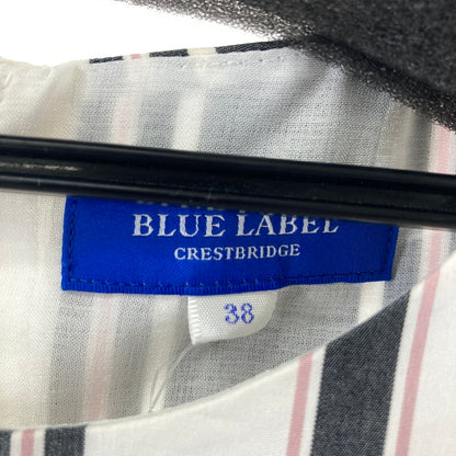 【中古品】【レディース】 BURBERRY バーバリー BLUE LABEL ブルーレーベル ストライプ柄 ノースリーブ ワンピース 168-260210-ky-14-fuzh サイズ：38 カラー：黒（グレー）/ホワイト 万代Net店