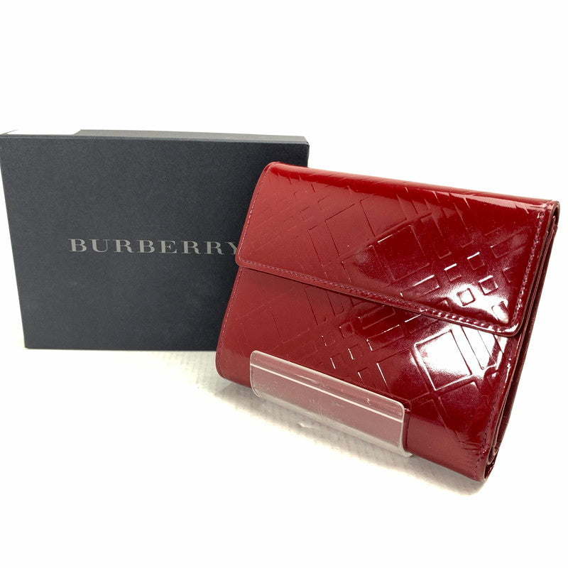 【中古品】 BURBERRY バーバリー 2つ折り財布 RED パテントレザー 箱有　※使用感有 2つ折り 財布 181-260729-io-31-fuzh 万代Net店
