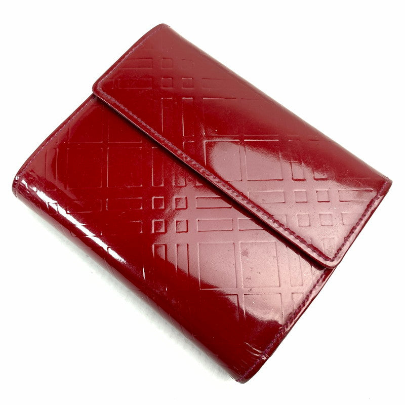 【中古品】 BURBERRY バーバリー 2つ折り財布 RED パテントレザー 箱有　※使用感有 2つ折り 財布 181-260729-io-31-fuzh 万代Net店
