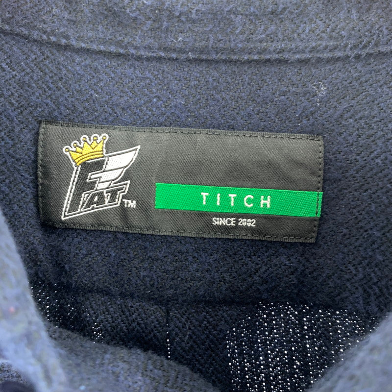 【中古品】【メンズ】 FAT エフエーティー FATYO3 刺繍ロゴ 長袖シャツ 142-261020-vt-86-fuzh サイズ：TITCH（M） カラー：ネイビー 万代Net店