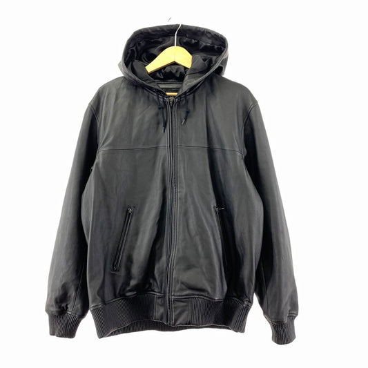 【中古品】【メンズ】 AVIREX アヴィレックス 783-4250022 LEATHER HOODIE JACKET レザー フーディー ジャケット 145-260303-ky-01-fuzh サイズ：XL カラー：ブラック 万代Net店