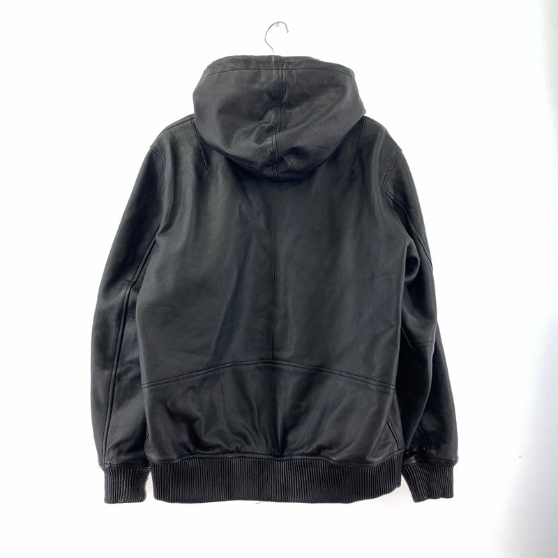 【中古品】【メンズ】 AVIREX アヴィレックス 783-4250022 LEATHER HOODIE JACKET レザー フーディー ジャケット 145-260303-ky-01-fuzh サイズ：XL カラー：ブラック 万代Net店