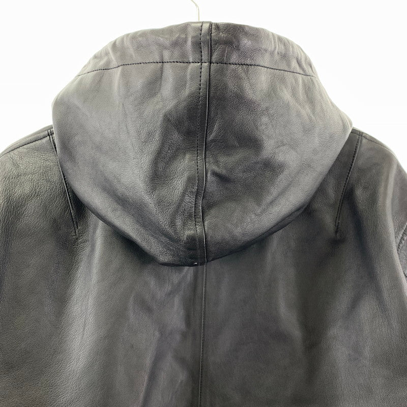 【中古品】【メンズ】 AVIREX アヴィレックス 783-4250022 LEATHER HOODIE JACKET レザー フーディー ジャケット 145-260303-ky-01-fuzh サイズ：XL カラー：ブラック 万代Net店