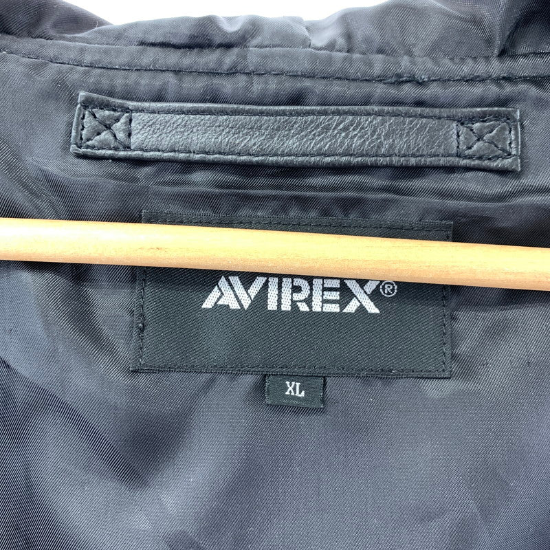 【中古品】【メンズ】 AVIREX アヴィレックス 783-4250022 LEATHER HOODIE JACKET レザー フーディー ジャケット 145-260303-ky-01-fuzh サイズ：XL カラー：ブラック 万代Net店
