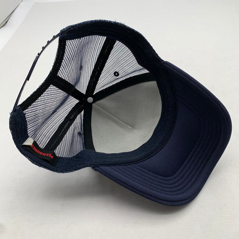 【中古品】【メンズ】 PLEASURES プレジャーズ キャップ ネイビー メッシュ 帽子 ※毛玉・使用感あり 185-260811-io-51-fuzh カラー：ネイビー 万代Net店