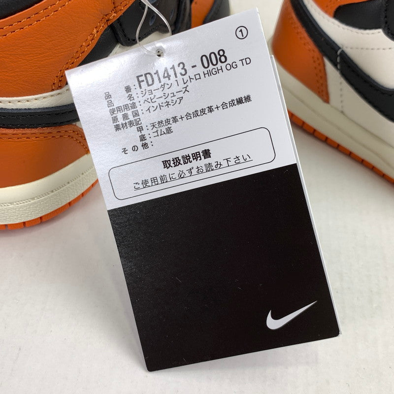 【中古美品】【キッズ】 NIKE ナイキ FD1413-008 TD JORDAN 1 RETRO HIGH OG ジョーダン 1 レトロ ハイ キッズ スニーカー シューズ 靴 173-260304-mh-07-fuz サイズ：13 カラー：オレンジ ブラック 万代Net店
