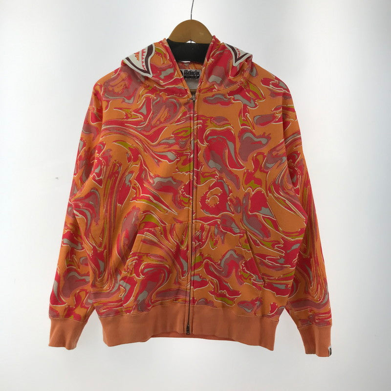 【中古品】【メンズ】 A BATHING APE アベイシングエイプ MARBLING CAMO SHARK RELAXED FIT FULL ZIP HOODIE マーブル カモ シャーク ジップ フーディ パーカー トップス 古着 142-260309-mh-06-fuz サイズ：S カラー：オレンジ 万代Net店
