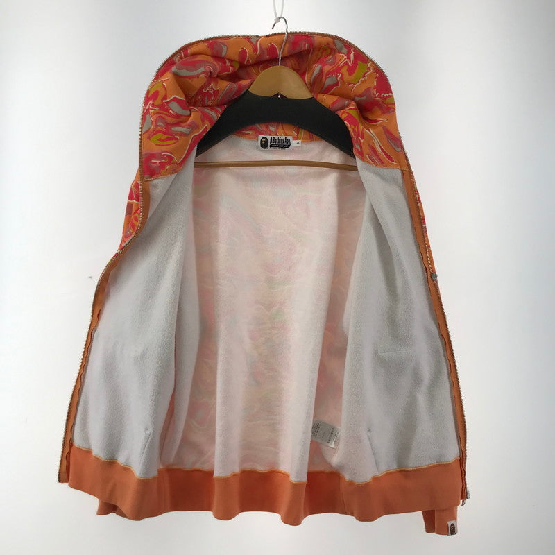 【中古品】【メンズ】 A BATHING APE アベイシングエイプ MARBLING CAMO SHARK RELAXED FIT FULL ZIP HOODIE マーブル カモ シャーク ジップ フーディ パーカー トップス 古着 142-260309-mh-06-fuz サイズ：S カラー：オレンジ 万代Net店