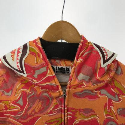 【中古品】【メンズ】 A BATHING APE アベイシングエイプ MARBLING CAMO SHARK RELAXED FIT FULL ZIP HOODIE マーブル カモ シャーク ジップ フーディ パーカー トップス 古着 142-260309-mh-06-fuz サイズ：S カラー：オレンジ 万代Net店