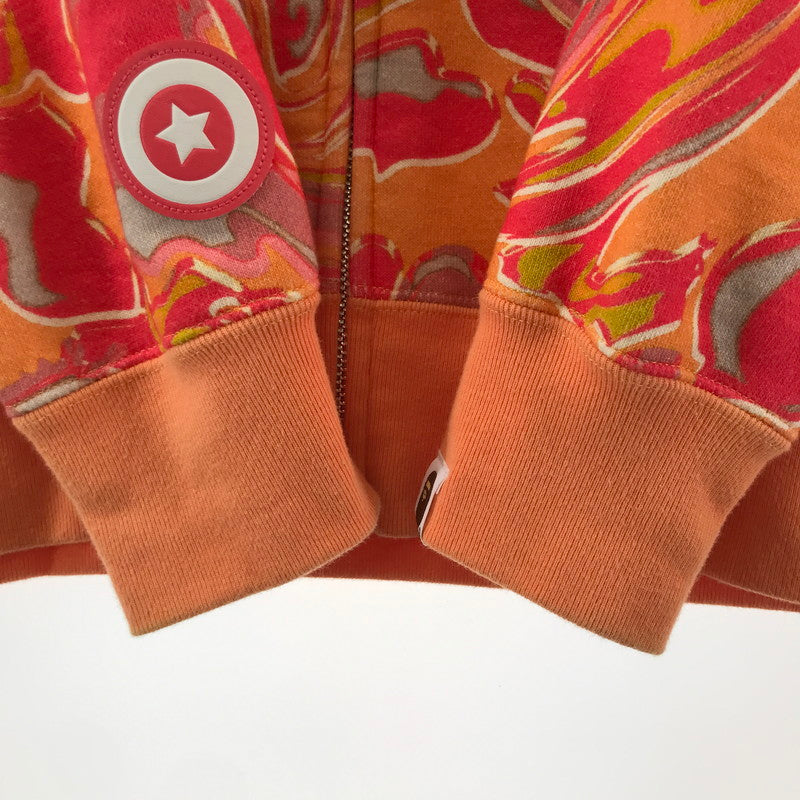【中古品】【メンズ】 A BATHING APE アベイシングエイプ MARBLING CAMO SHARK RELAXED FIT FULL ZIP HOODIE マーブル カモ シャーク ジップ フーディ パーカー トップス 古着 142-260309-mh-06-fuz サイズ：S カラー：オレンジ 万代Net店