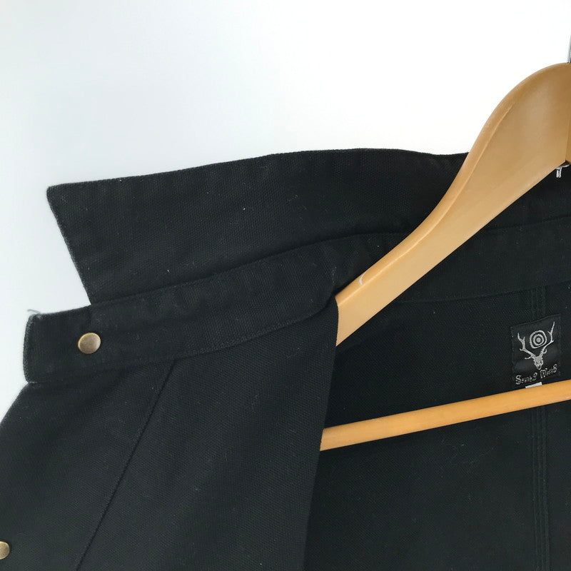 【中古品】【メンズ】 SOUTH2 WEST8 サウスツー ウエストエイト COVERALL-11.5OZ COTTON CANVAS カバーオール コットン キャンバス ジャケット コート アウター 古着 140-260311-mh-11-fuz サイズ：M カラー：ブラック 万代Net店