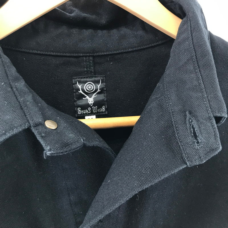 【中古品】【メンズ】 SOUTH2 WEST8 サウスツー ウエストエイト COVERALL-11.5OZ COTTON CANVAS カバーオール コットン キャンバス ジャケット コート アウター 古着 140-260311-mh-11-fuz サイズ：M カラー：ブラック 万代Net店