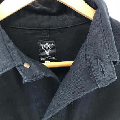 【中古品】【メンズ】 SOUTH2 WEST8 サウスツー ウエストエイト COVERALL-11.5OZ COTTON CANVAS カバーオール コットン キャンバス ジャケット コート アウター 古着 140-260311-mh-11-fuz サイズ：M カラー：ブラック 万代Net店