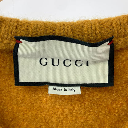 【中古品】【レディース】 GUCCI グッチ 571545-XKA05 V NECK KNIT Vネック ニット セーター ロゴ パッチ トップス 古着 168-260318-mh-05-fuz サイズ：L カラー：マスタード 万代Net店