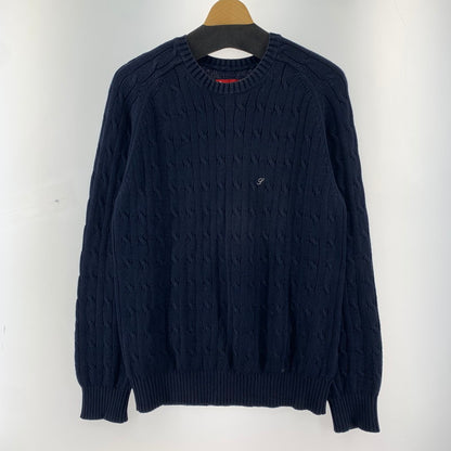 【中古品】【メンズ】 SUPREME シュプリーム S LOGO CABLE KNIT Sロゴ ケーブル ニット セーター トップス 古着 149-260318-mh-06-fuz サイズ：M カラー：ネイビー 万代Net店