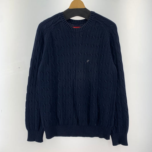 【中古品】【メンズ】 SUPREME シュプリーム S LOGO CABLE KNIT Sロゴ ケーブル ニット セーター トップス 古着 149-260318-mh-06-fuz サイズ：M カラー：ネイビー 万代Net店