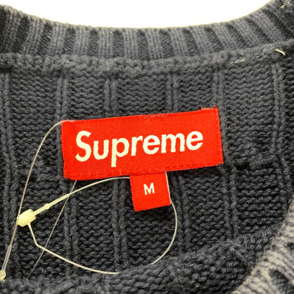 【中古品】【メンズ】 SUPREME シュプリーム S LOGO CABLE KNIT Sロゴ ケーブル ニット セーター トップス 古着 149-260318-mh-06-fuz サイズ：M カラー：ネイビー 万代Net店