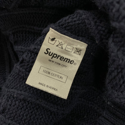 【中古品】【メンズ】 SUPREME シュプリーム S LOGO CABLE KNIT Sロゴ ケーブル ニット セーター トップス 古着 149-260318-mh-06-fuz サイズ：M カラー：ネイビー 万代Net店