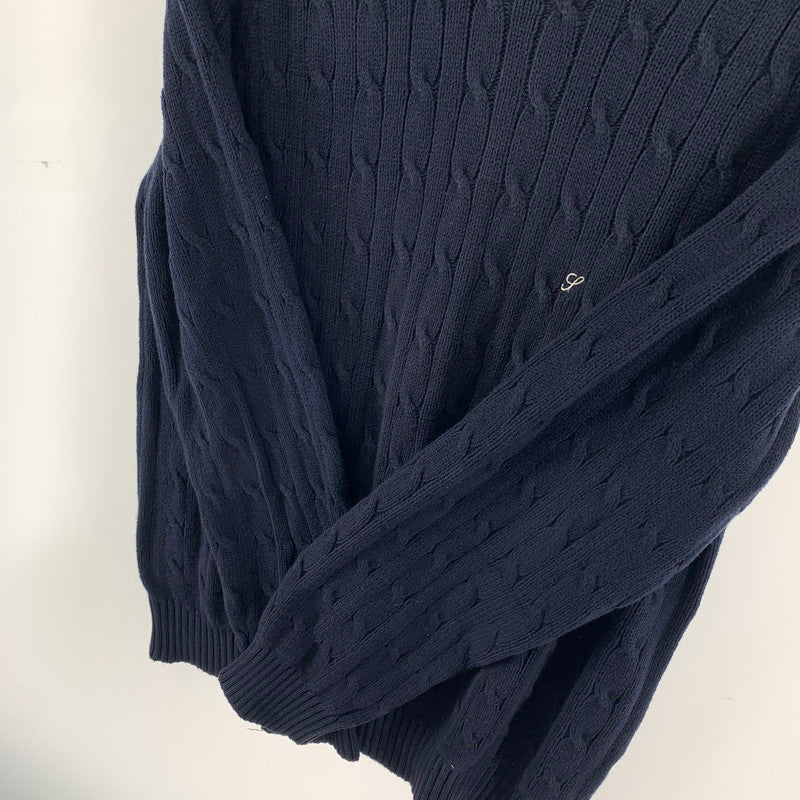 【中古品】【メンズ】 SUPREME シュプリーム S LOGO CABLE KNIT Sロゴ ケーブル ニット セーター トップス 古着 149-260318-mh-06-fuz サイズ：M カラー：ネイビー 万代Net店